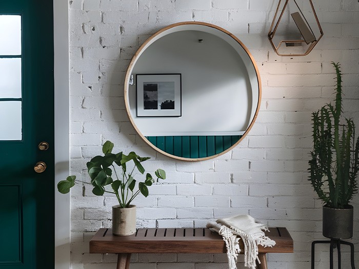 Un miroir près de la porte.